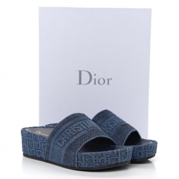 Christian Dior  Denim Platform Sandal Made in Italy Size 41 US Size 10 Like New - Picture 1 of 12